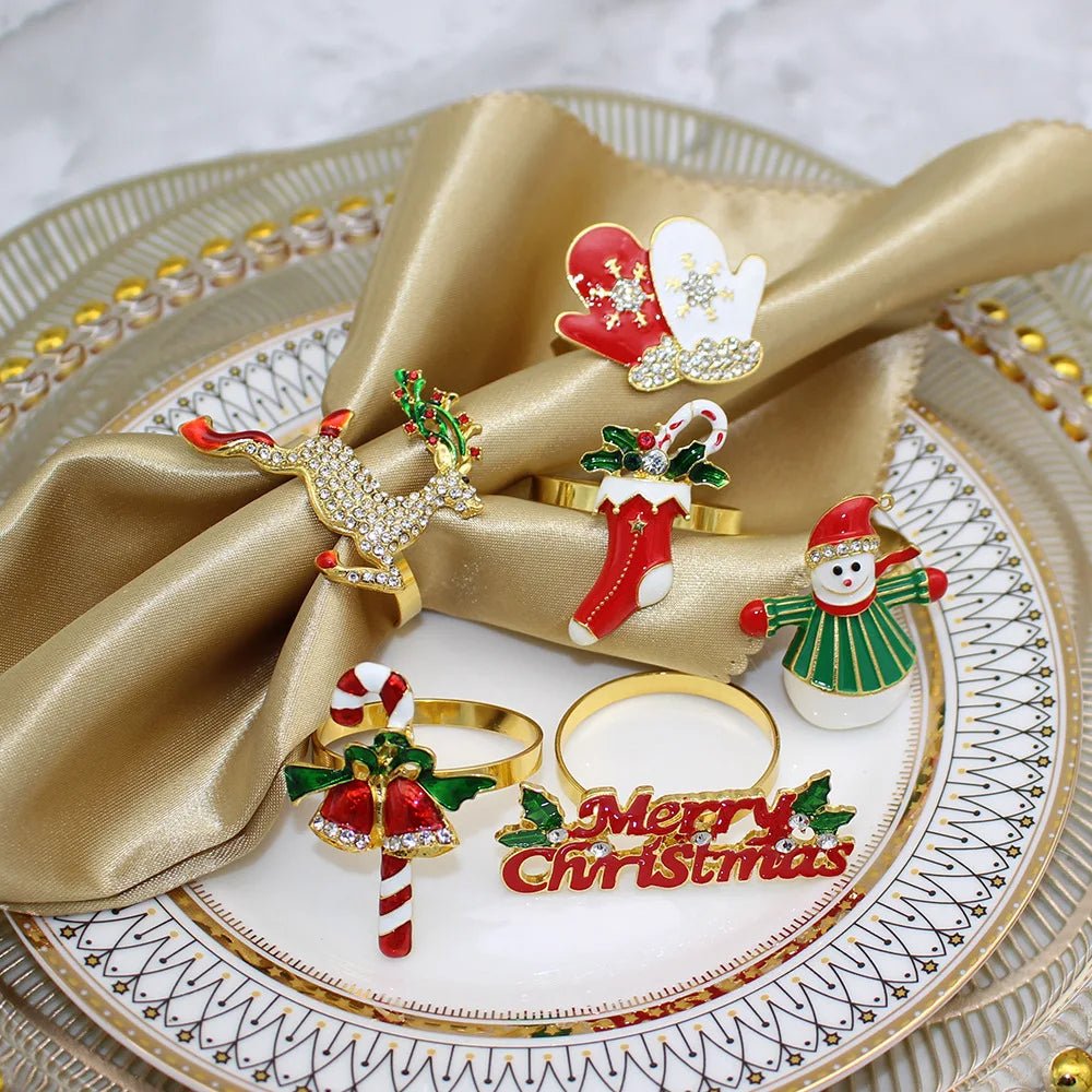 Avelena | Weihnachtsserviettenringe – Funkelnde Reh- und Baumkranzhalter für festliche Hochzeiten & Feiertags-Tischdekoration