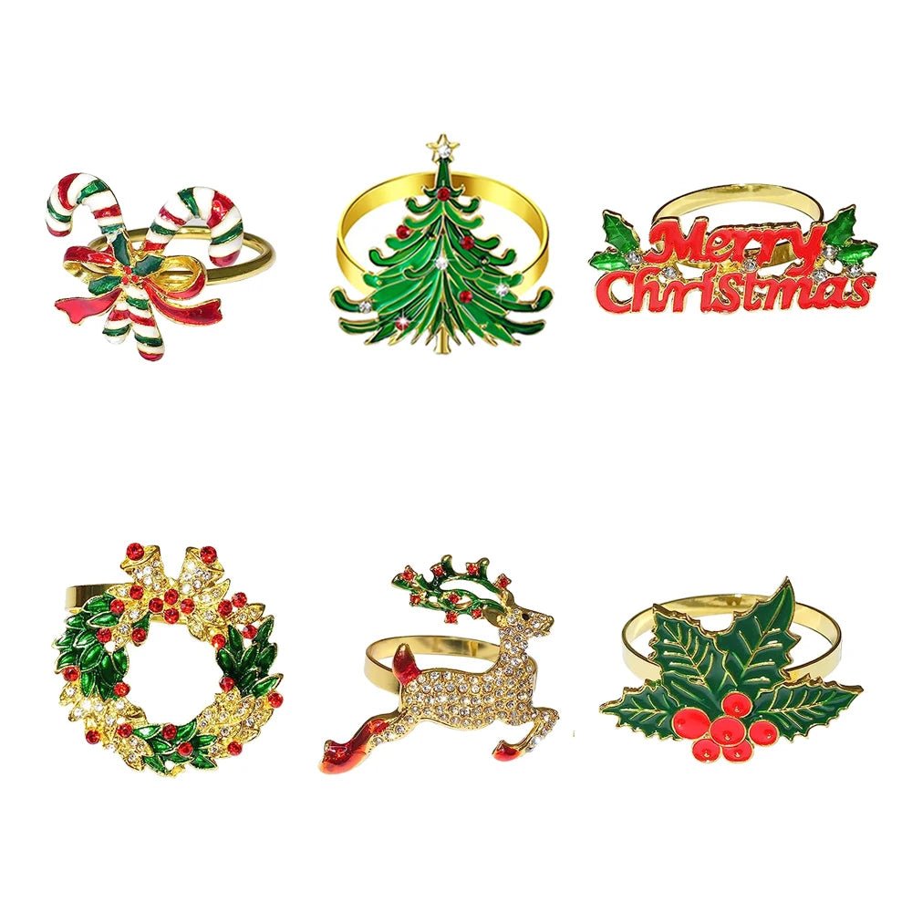 Avelena | Weihnachtsserviettenringe – Funkelnde Reh- und Baumkranzhalter für festliche Hochzeiten & Feiertags-Tischdekoration