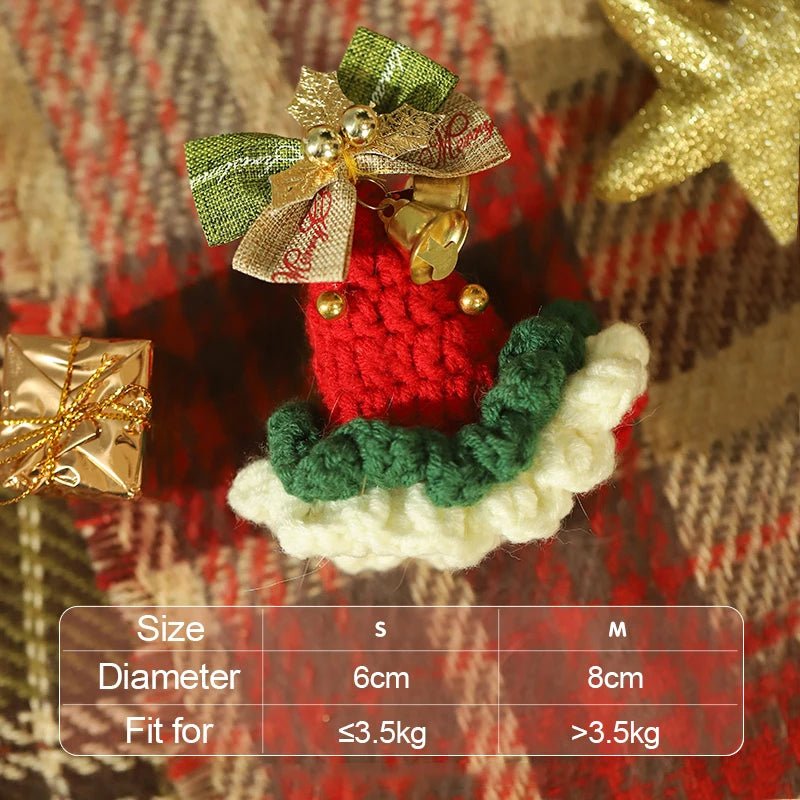 Avelena | Weihnachts-Haustier-Schal & Hut – Niedlicher roter Schal für Kätzchen & Welpen, Perfektes Weihnachtsgeschenk & Festliches Accessoire