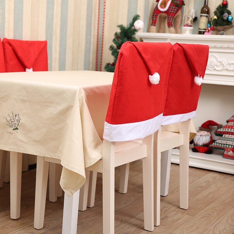 Avelena | Weihnachtsmann-Hut Stuhlbezüge - Feste Stuhl Eleganz - 4-teiliger Satz