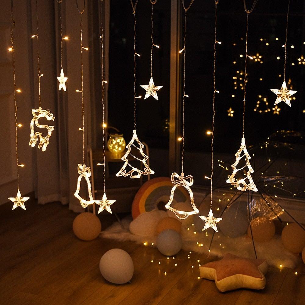 Avelena | Weihnachtslichterkette - LED Sternenvorhang Feenlichter Weihnachtsdekoration