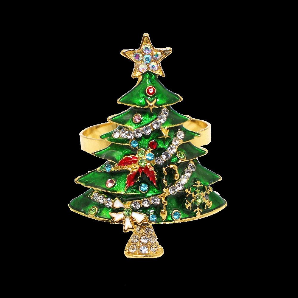 Avelena | Weihnachtsbaum Metall Serviettenringe Set - Perfekt für festliche Abendessen, Hochzeiten und Bankette