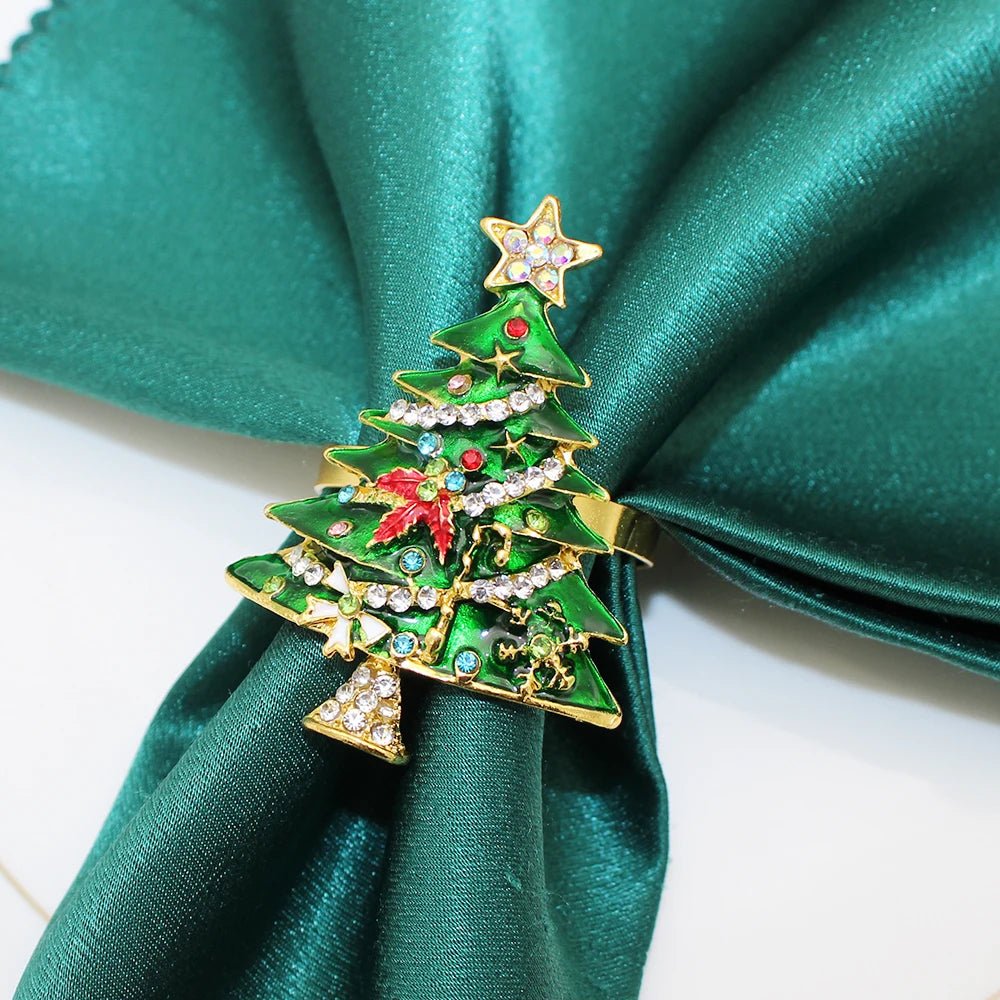 Avelena | Weihnachtsbaum Metall Serviettenringe Set - Perfekt für festliche Abendessen, Hochzeiten und Bankette