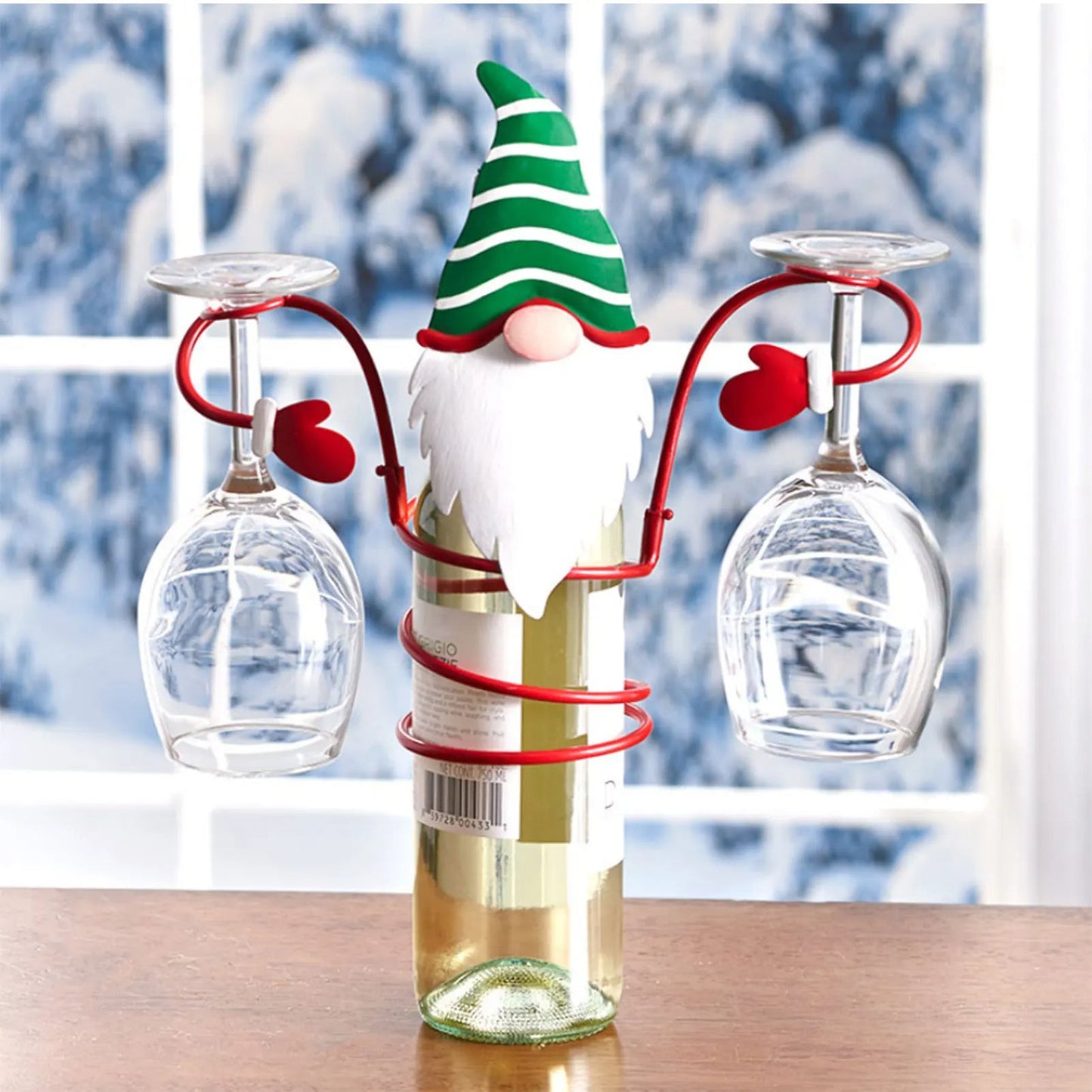 Avelena | Weihnachtsweinflaschen- und Gläserhalter – Einzigartiges dekoratives Lagerregal für den Charme von Ferienhaus und Küche