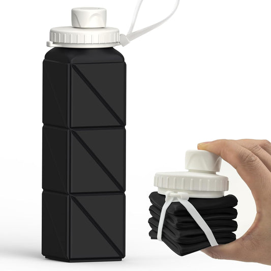 Avelena | Zusammenklappbare Silikonflasche – 610ml, Auslaufsicher & Tragbar