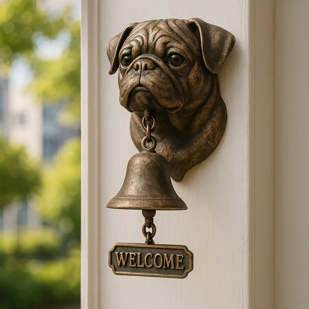 Avelena | Willkommen Glocke Schäferhund Bronze – Elegante Wandglocke mit Deutschem Schäferhund Design
