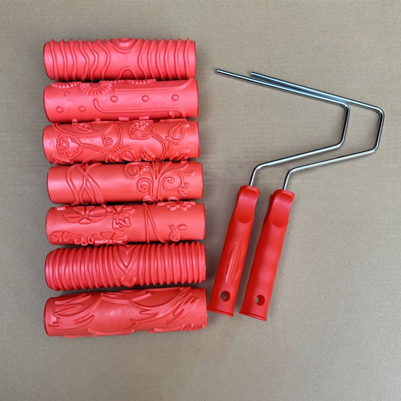 Avelena | Struktur-Prägemuster Farbroller | Wanddekoration | Gummiwalze mit Griff 29cm