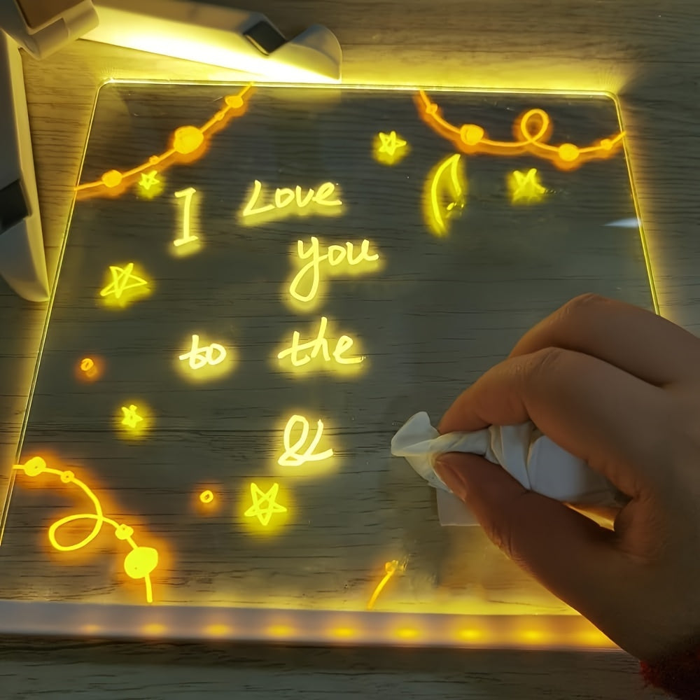 Avelena | USB LED Notizboard mit 12 Farbstiften - Leuchtende Nachrichtenboard für Büro & Zuhause
