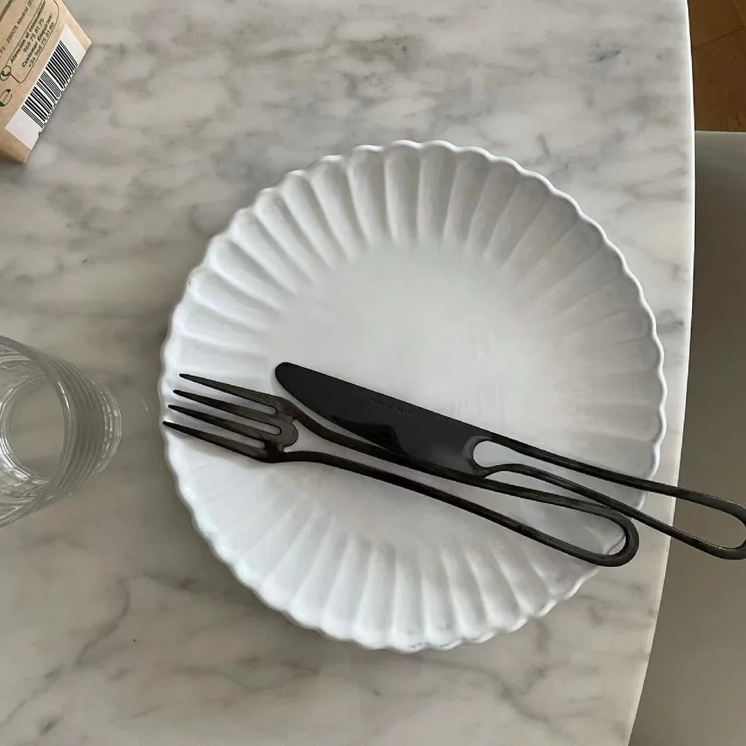 Avelena | Outline Edelstahl Besteck Set – Modernes Design mit Hohlgriffen – 3-teilig für Dinner & Dessert