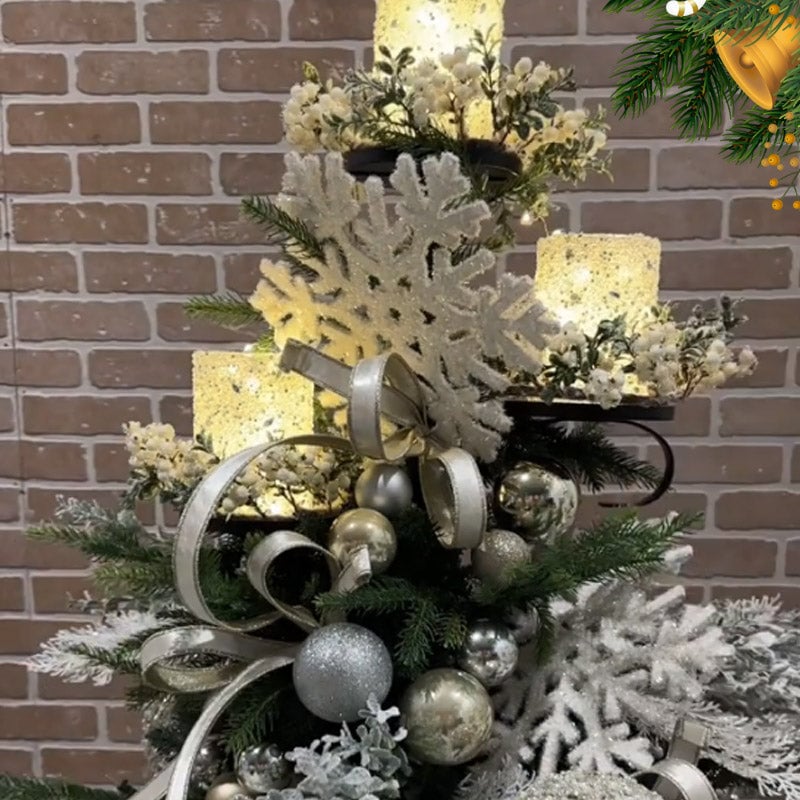 Avelena | Weihnachtsbaum Topper Regal | 3-stufig | Schwarz | Metall