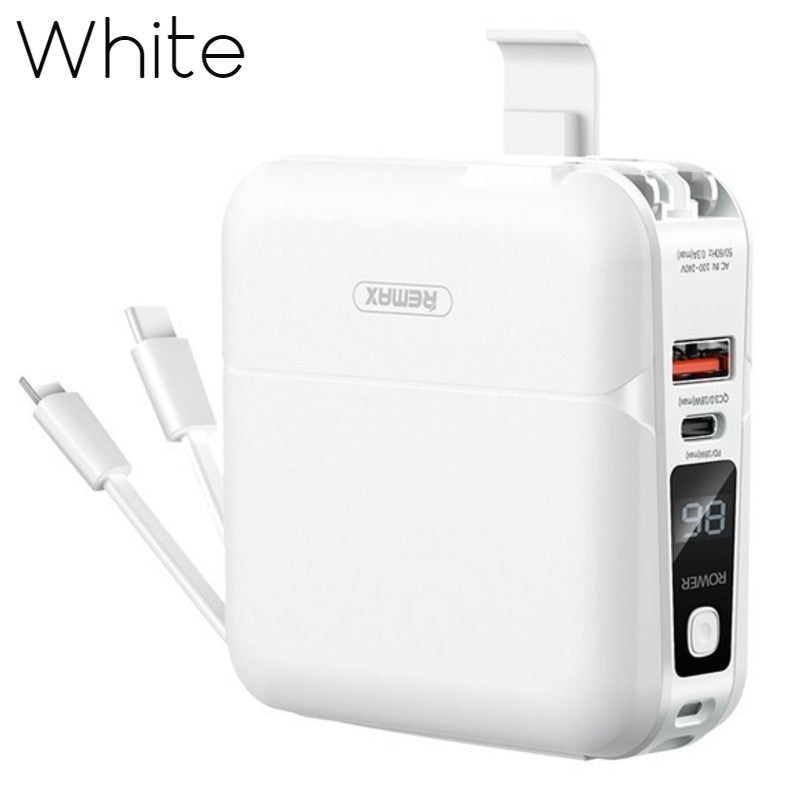Avelena | 4-in-1 Schnelllade-Wandladegerät, mit Powerbank-Funktion, Ladekabel & Telefonadapter, für Zuhause, Büro und Reisen (US-Standardstecker)