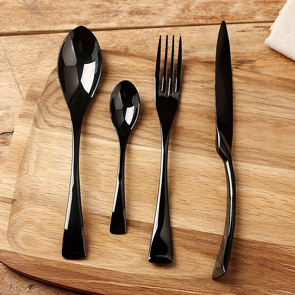 Avelena – Luxuriöses schwarzes Besteckset aus Edelstahl (24/42/48/84-teilig)