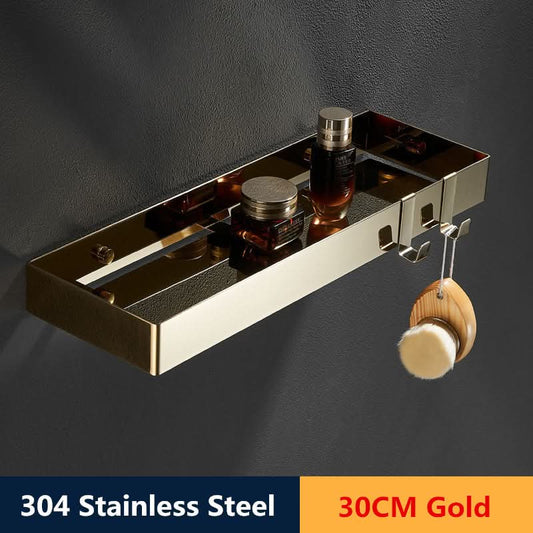 Avelena | ShowerRack - Goldene Badezimmerablage mit Haken