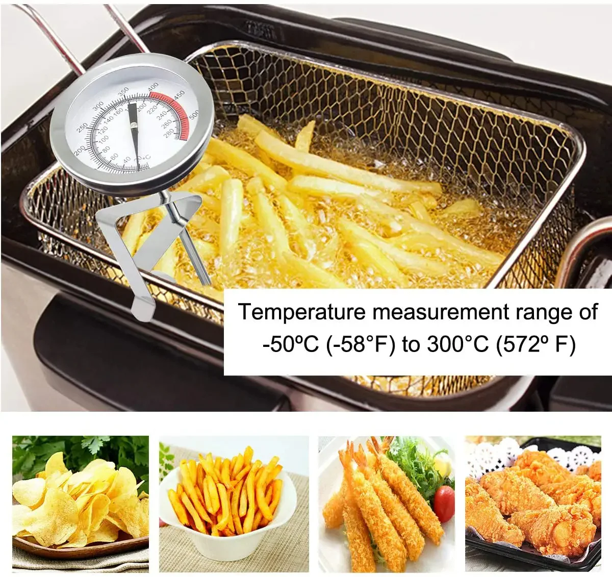 Avelena | Edelstahl Frittierthermometer mit langem Griff
