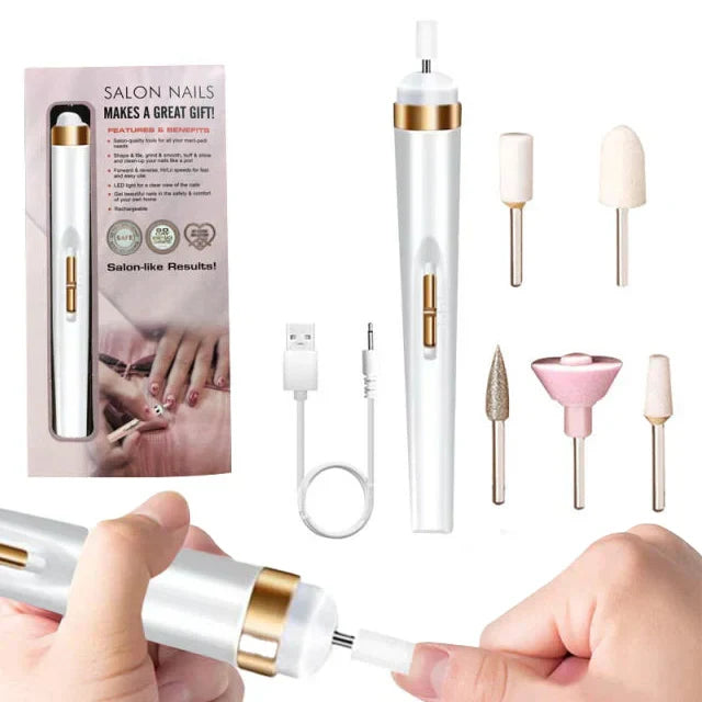 Avelena | 5-in-1 Elektrisches Nagelpflegegerät – Tragbares Maniküre-Tool mit LED-Licht