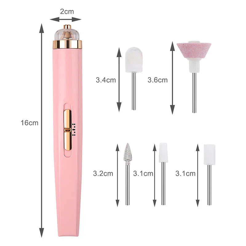 Avelena | 5-in-1 Elektrisches Nagelpflegegerät – Tragbares Maniküre-Tool mit LED-Licht