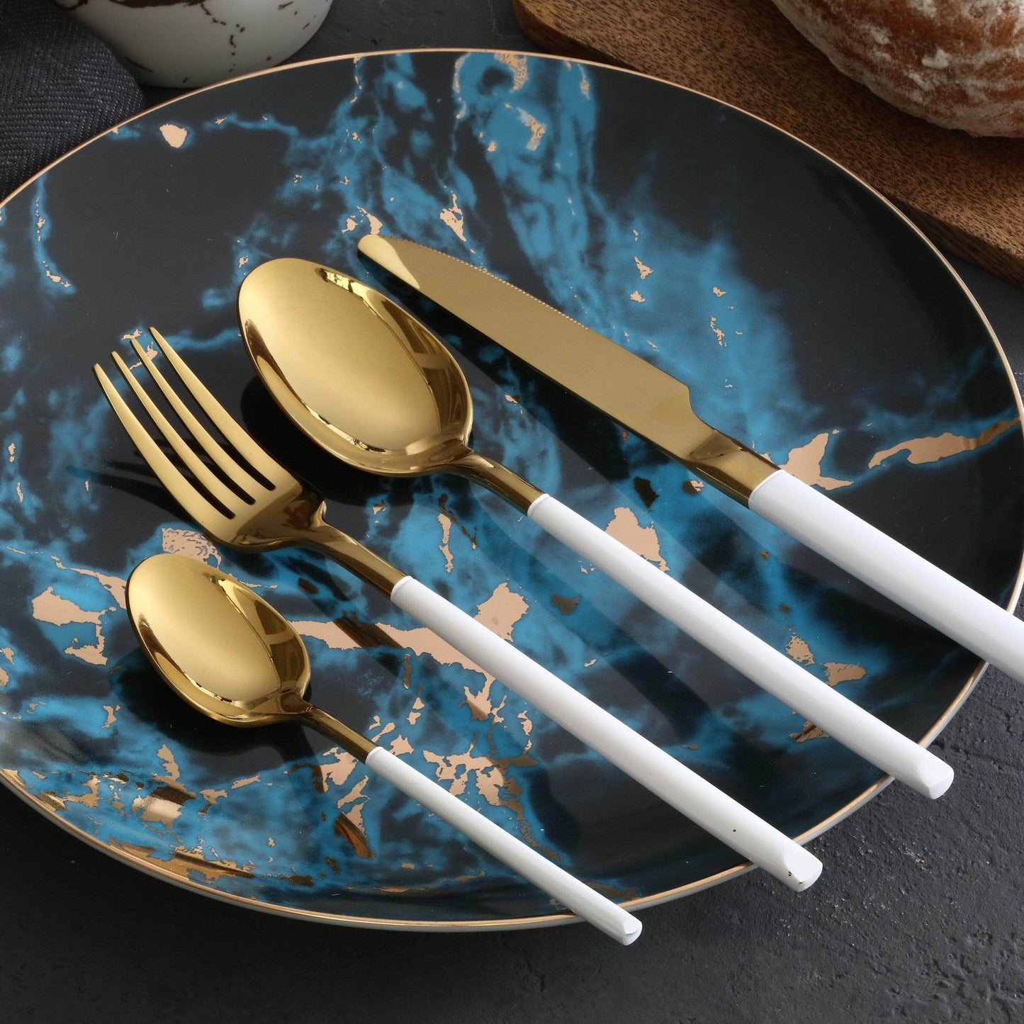 Avelena | Besteckset mit zweifarbigem Gold-Finish