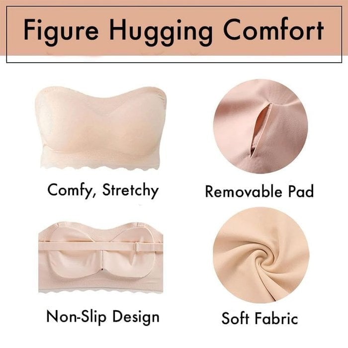 Avelena | Plus-Size Sexy, trägerlos, unsichtbarer Push-Up-BH