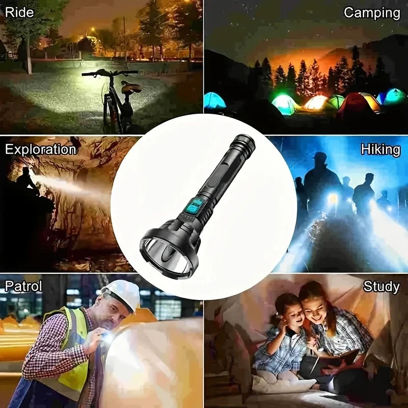 Avelena | 90000LM LED Taschenlampe – Taktischer Suchscheinwerfer mit USB-Aufladung und Superheller Beleuchtung