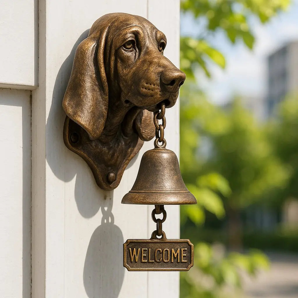 Avelena | Willkommen Glocke Schäferhund Bronze – Elegante Wandglocke mit Deutschem Schäferhund Design