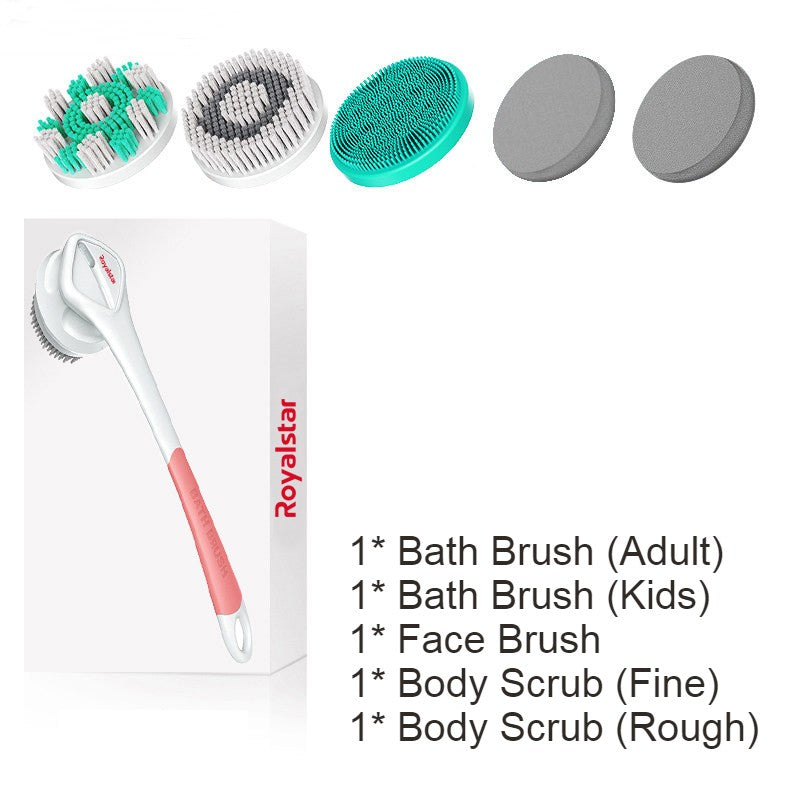 Avelena | All-in-One wiederaufladbares Körperbürsten-Set, mit 7 austauschbaren Köpfen & langem Griff für Körper, Gesicht, Fuß, Erwachsene & Kinder