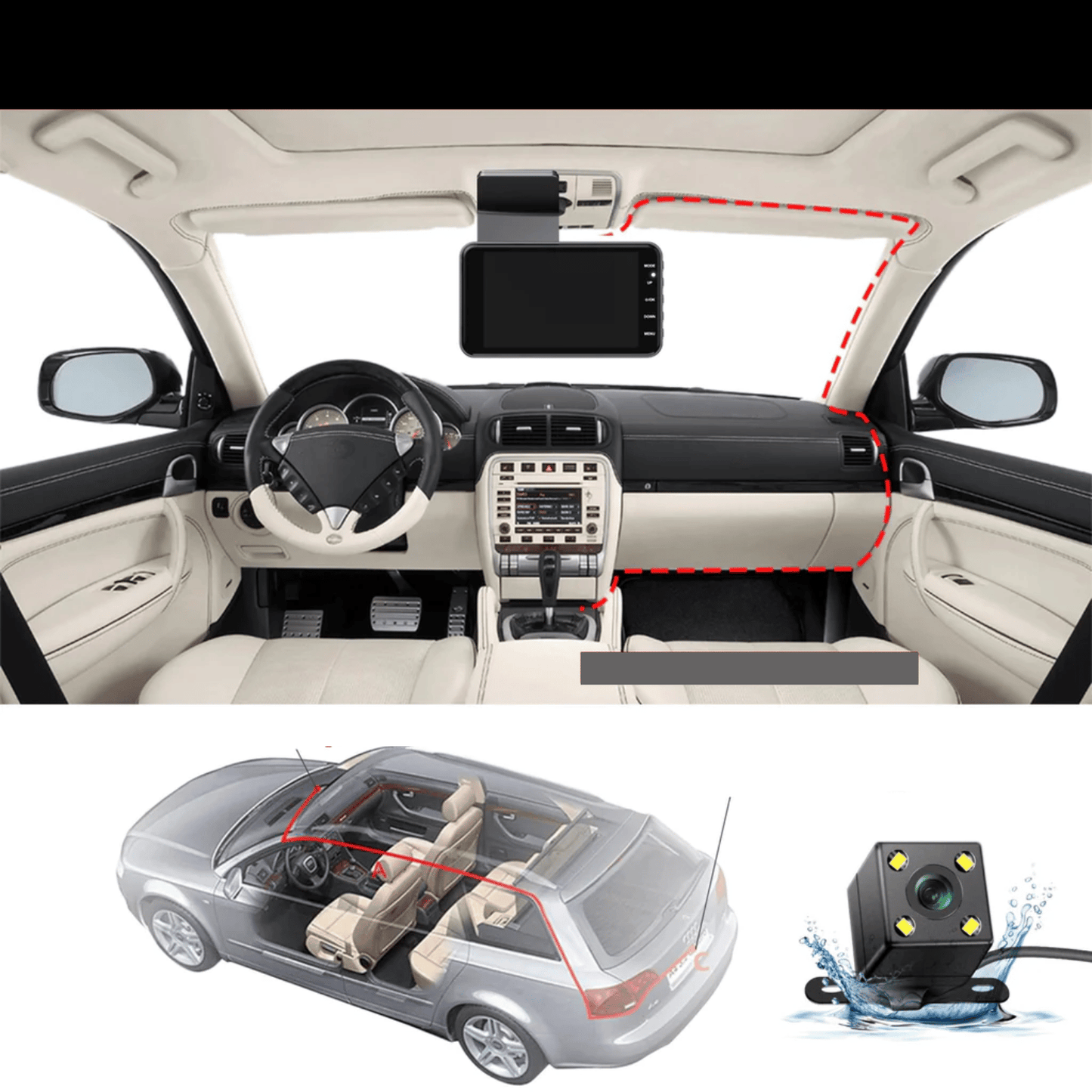 Avelena | 📹 Dashcam mit zwei Linsen, 1080P HD und Nachtsicht - 170° Weitwinkel