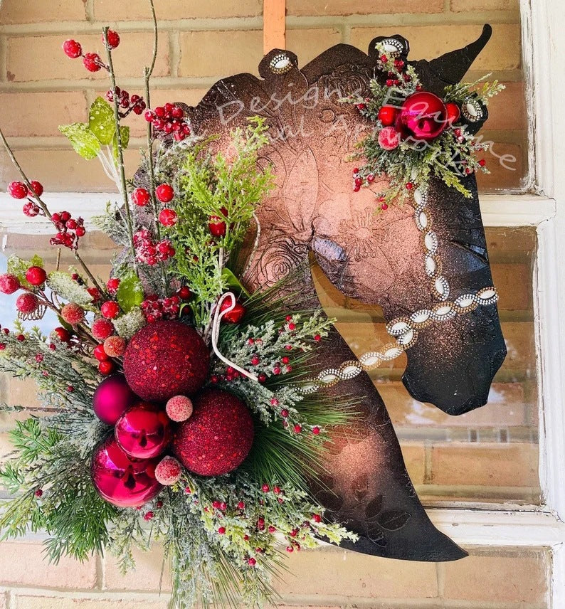Avelena | Kerst Dressuur Houten Paardenhoofd