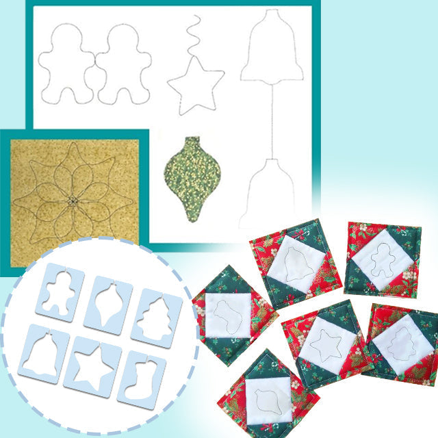 Avelena | Weihnachtsmotiv Quilt-Schablonenset (6 TEILE) - Mit Anleitung
