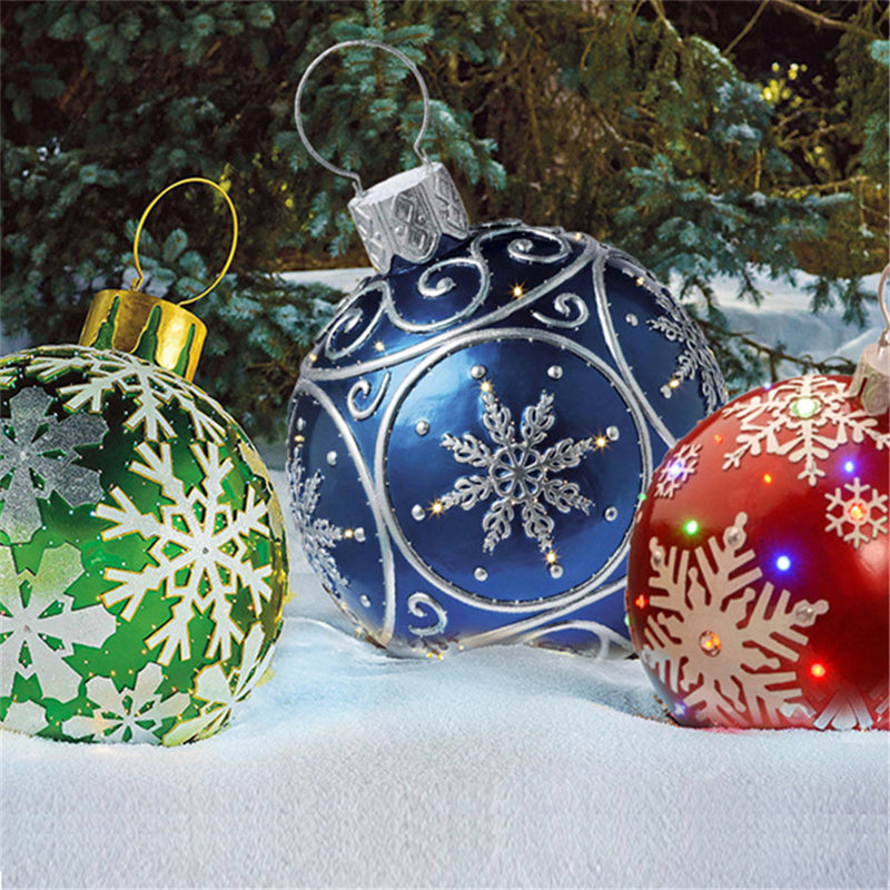 Avelena | Aufblasbare Weihnachtskugel Außendekoration 60cm – Wetterbeständige PVC Weihnachtsdekoration