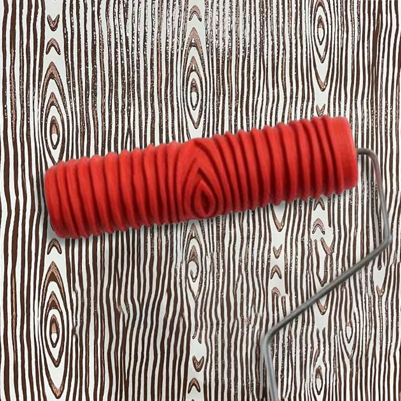 Avelena | Struktur-Prägemuster Farbroller | Wanddekoration | Gummiwalze mit Griff 29cm