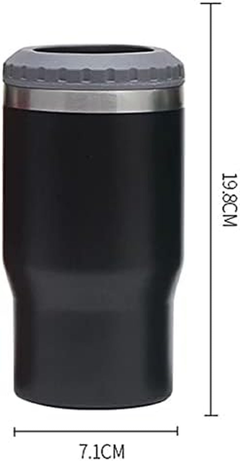 Avelena | 4 in 1 Edelstahl Dose-/Flaschenisolator, 14Oz Zwei-Wege-Deckel SUS Isolierte Dose Kühler, Bierflaschenhalter (Schwarz)