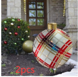 Avelena | Aufblasbare Weihnachtskugel Außendekoration 60cm – Wetterbeständige PVC Weihnachtsdekoration