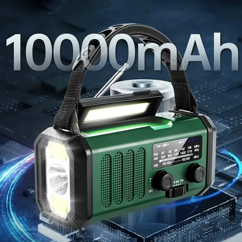 Avelena | Solar-notfallradio Mit Powerbank – Kurbelradio Mit Led-taschenlampe Für Camping & Outdoor