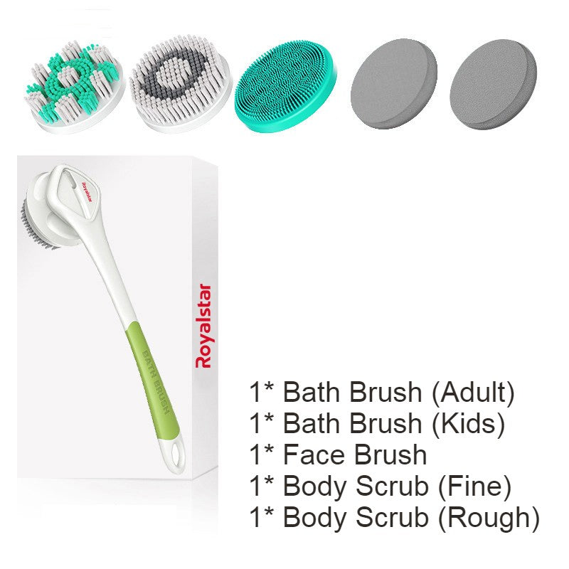 Avelena | All-in-One wiederaufladbares Körperbürsten-Set, mit 7 austauschbaren Köpfen & langem Griff für Körper, Gesicht, Fuß, Erwachsene & Kinder