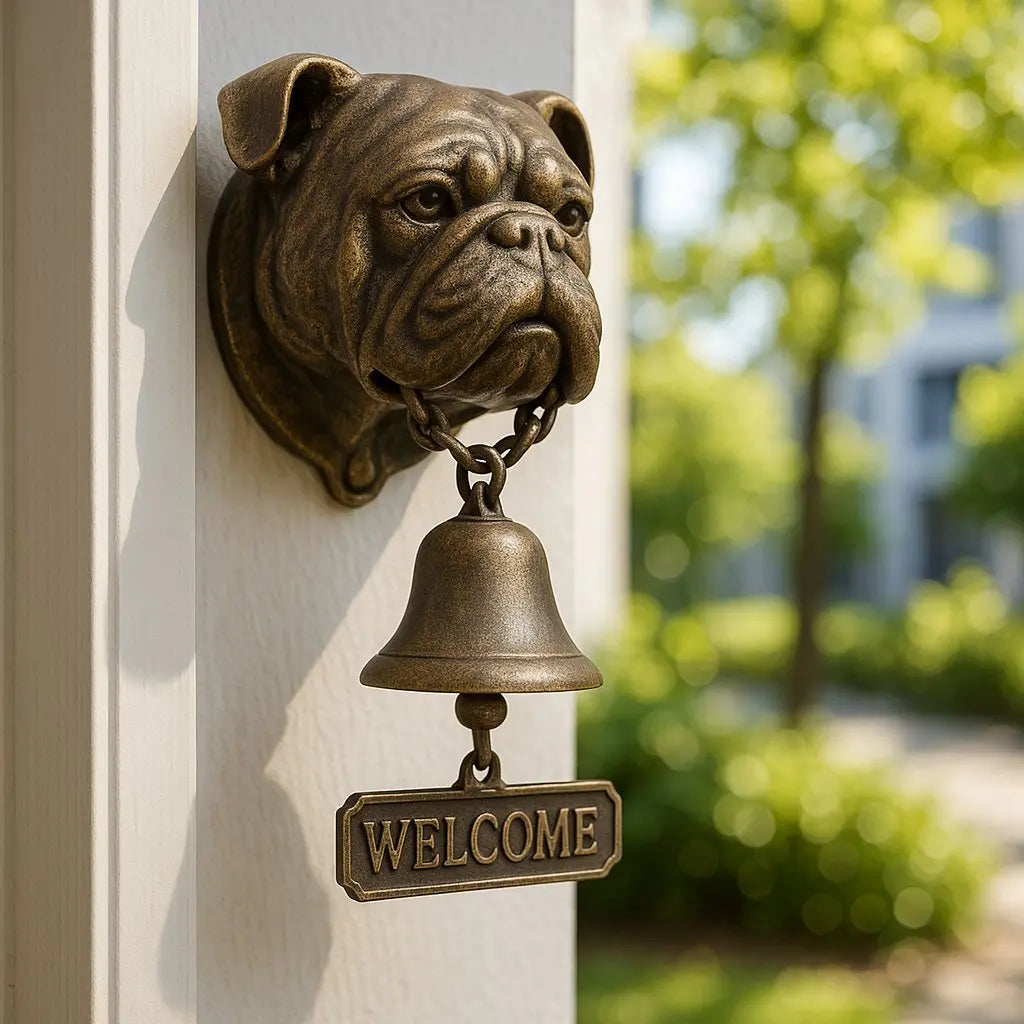 Avelena | Willkommen Glocke Schäferhund Bronze – Elegante Wandglocke mit Deutschem Schäferhund Design
