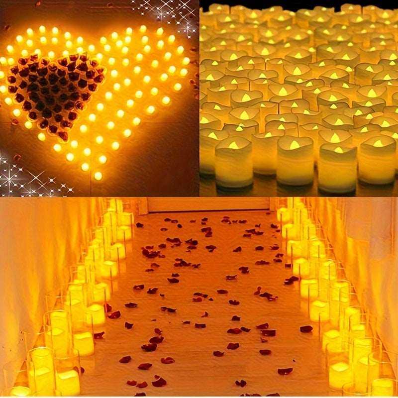 Avelena | 24/50/100 Pack flammenlose LED-Kerzen – batteriebetriebene blinkende Teelichter, rauchlos und romantisch für Hochzeiten und Verlobungen