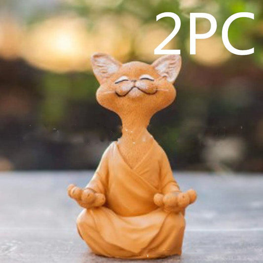 Avelena | Verspielt Schwarze Buddha Katze Figur Meditation Yoga Sammlerstück Glückliche Katzen Dekor Zuhause Garten Dekoration Gartenornament