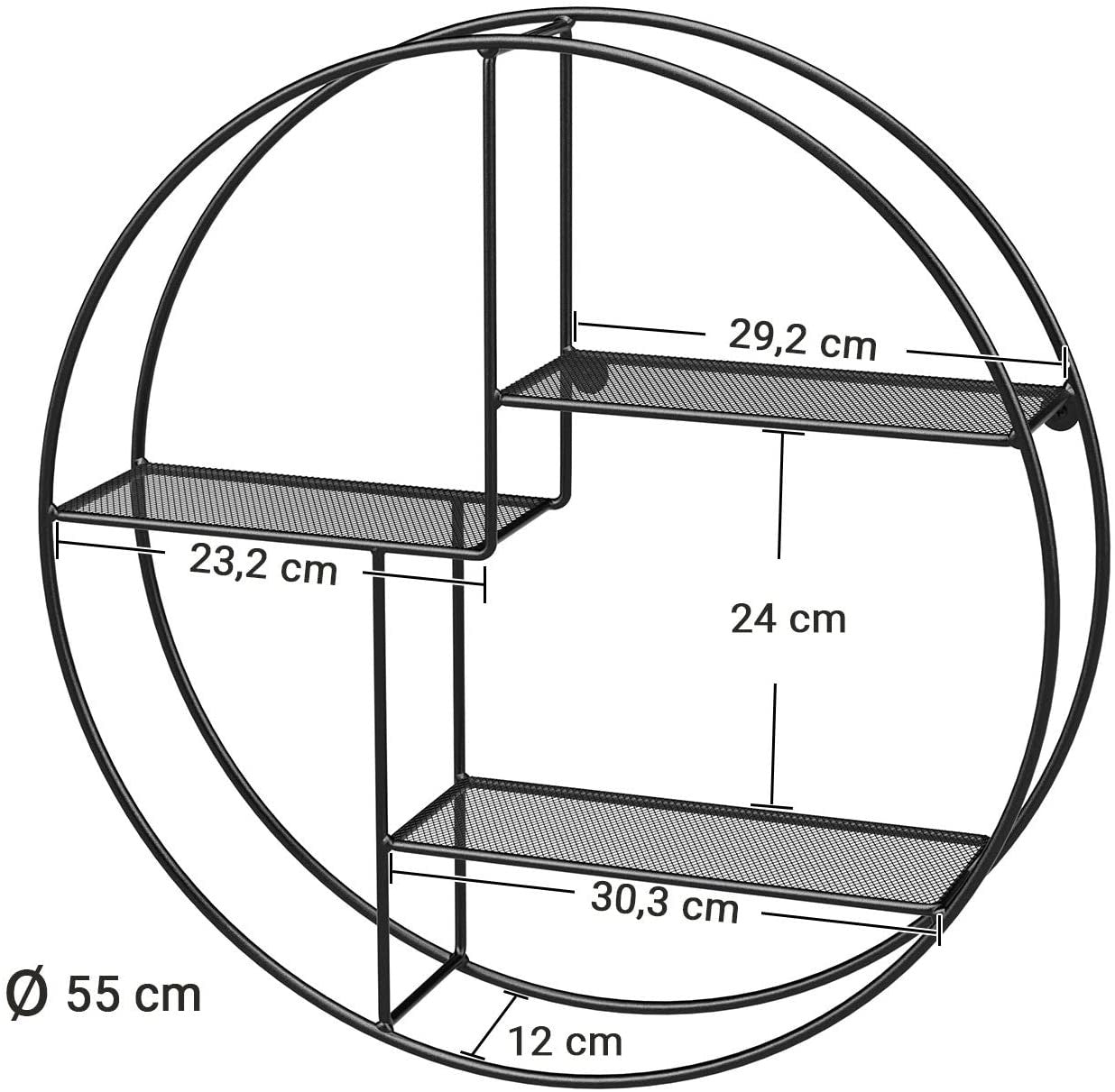 Avelena | Schwebendes Rundes Metall Wandregal
