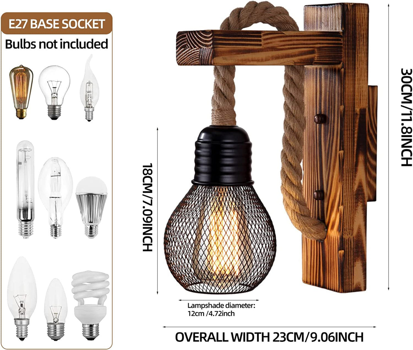 Avelena | Seil Industrielle Wandlampe