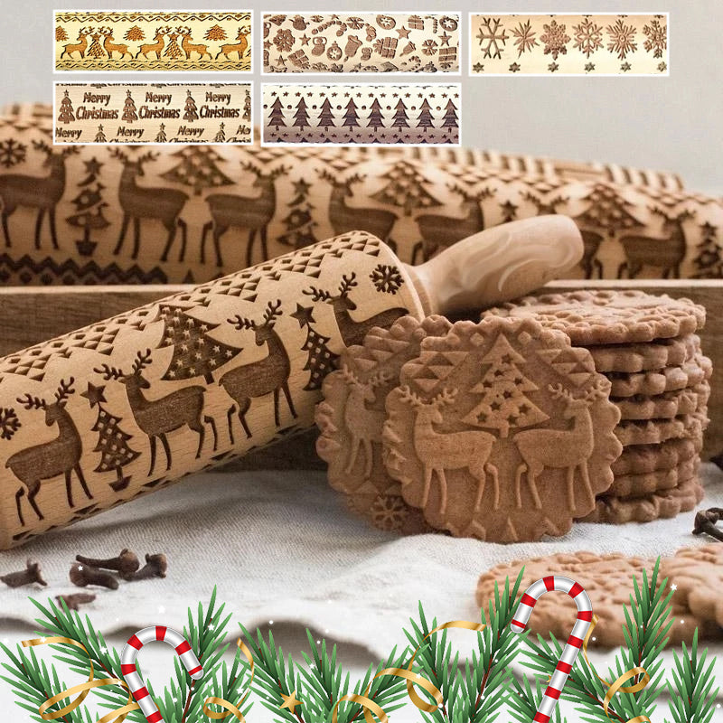 Avelena | Weihnachtliche Holz-Ausrollwalzen