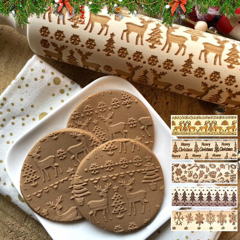Avelena | Weihnachtliche Holz-Ausrollwalzen