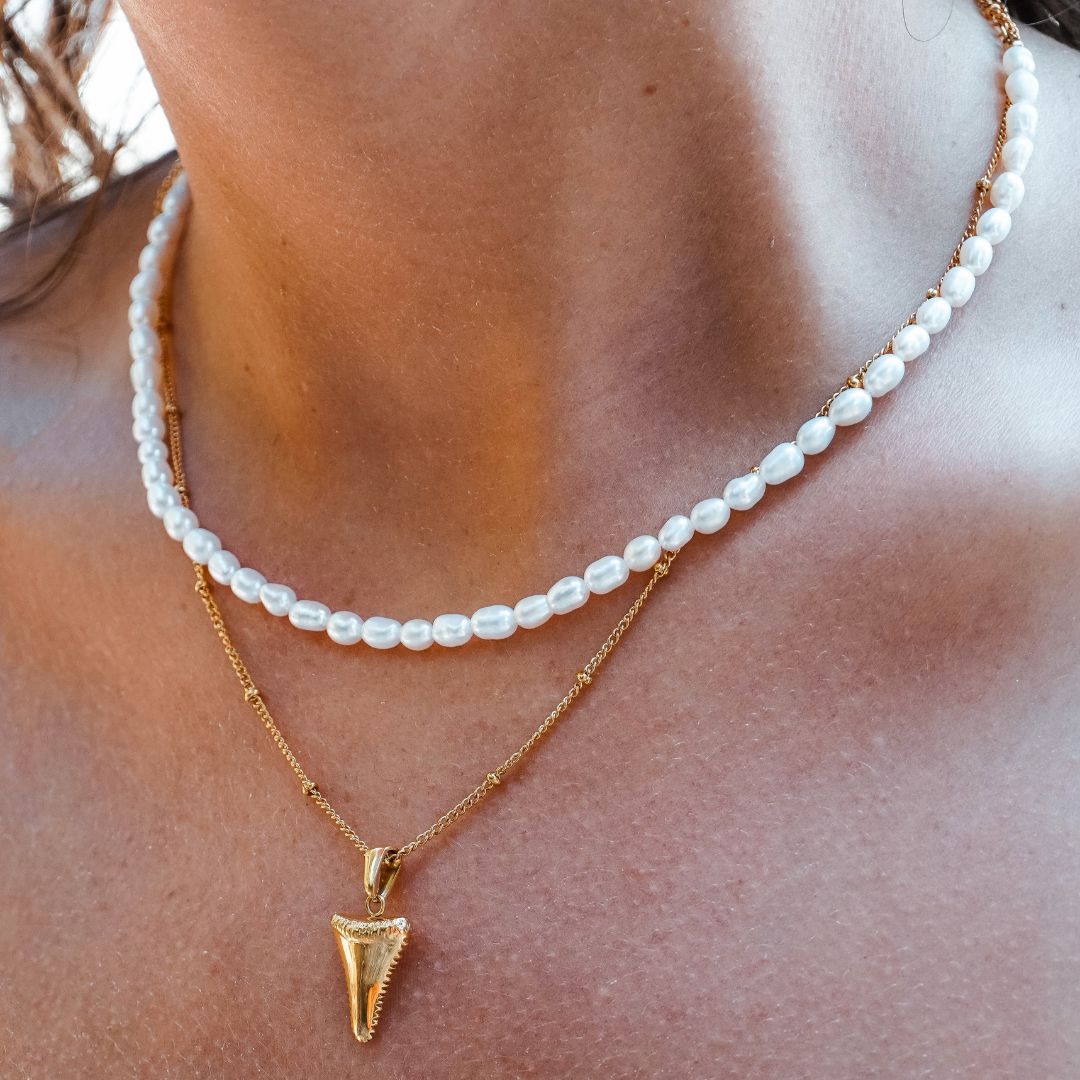 Avelena | Amélie Süßwasserperle Choker Halskette mit 18K Vergoldung