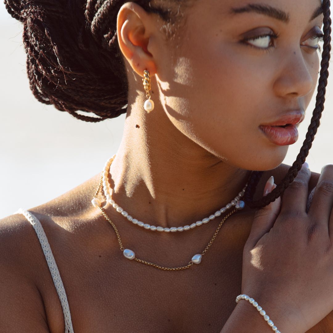 Avelena | Amélie Süßwasserperle Choker Halskette mit 18K Vergoldung