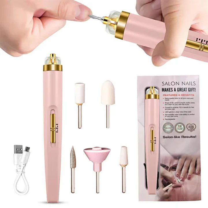Avelena | 5-in-1 Elektrisches Nagelpflegegerät – Tragbares Maniküre-Tool mit LED-Licht