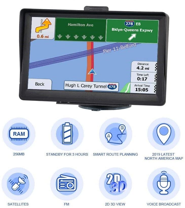 Avelena | 7" GPS-Navigationssystem | Aufgerüstet mit Live-Verkehrsupdates & Vorgefertigten Karten für das Vereinigte Königreich & die EU für Autos und Lkw
