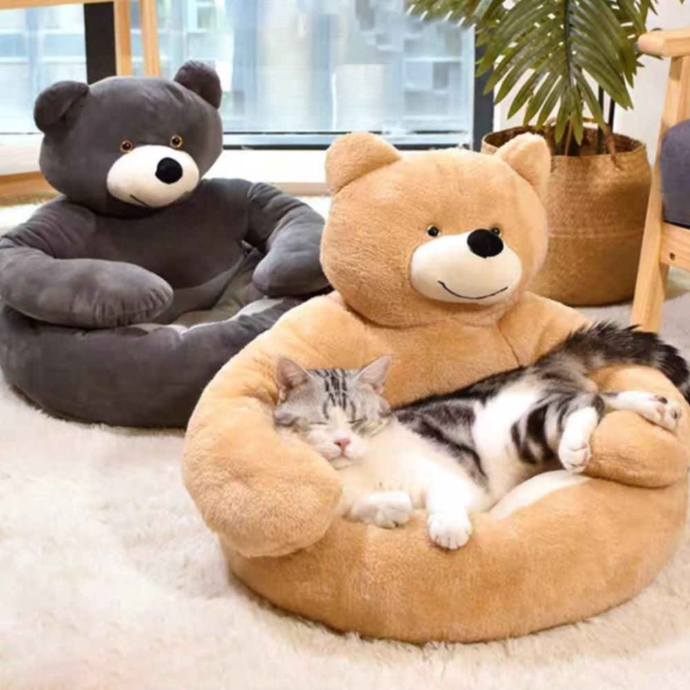 Avelena | Süßes abnehmbares Kuschelbär-Katzenbett