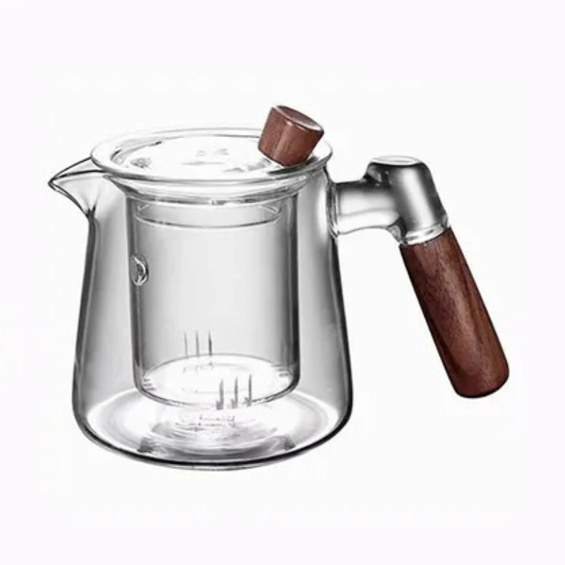 Avelena | Glas Teekanne mit Teesieb Hitzebeständige Teekanne mit Holzgriff