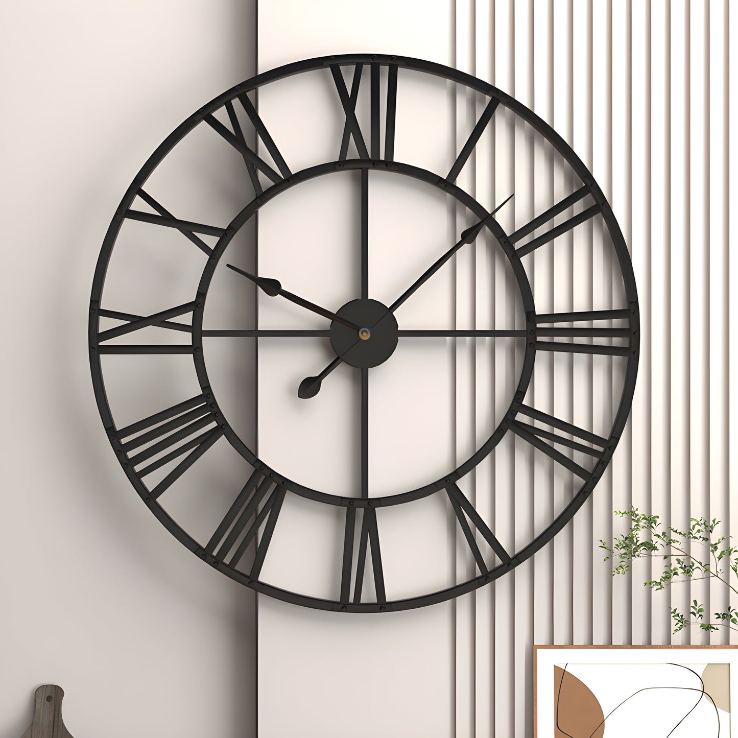 Avelena | Römische Ziffern Eisen Kunst Wand Uhr