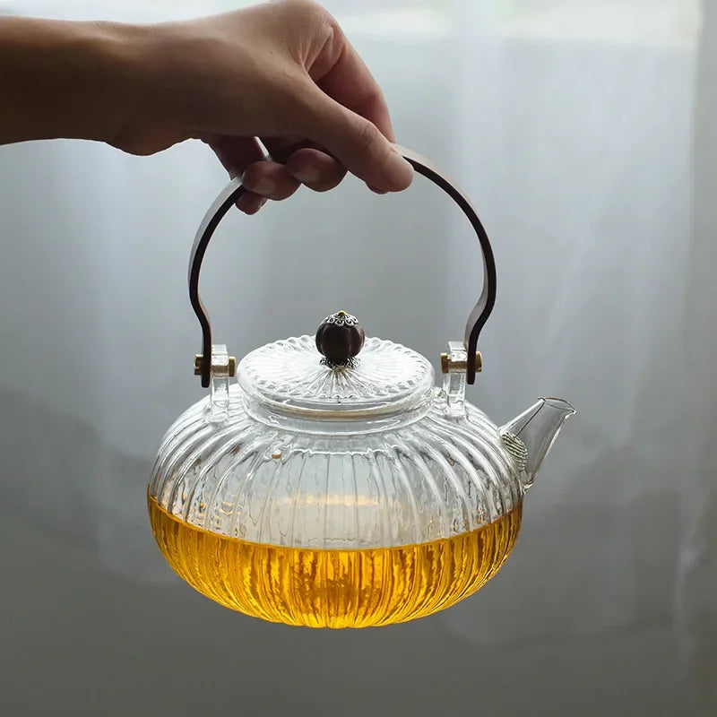Avelena | Hochborosilikatglas Teekanne hitzebeständig transparentes Teegeschirr