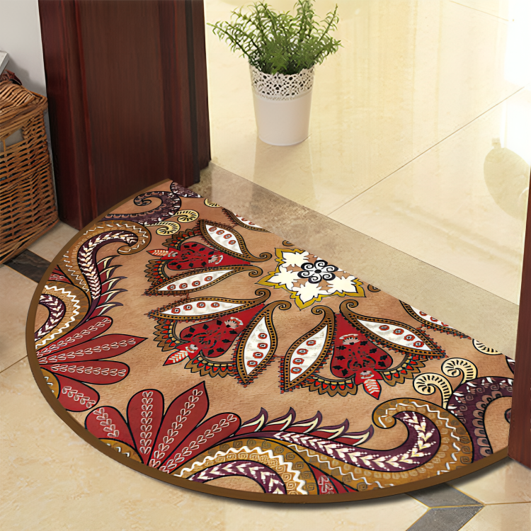 Avelena | Runde Mandala Teppich - Dicke rutschfeste Matte, maschinenwaschbar, perfekt für Wohnzimmer, Flur und draußen – Polyester